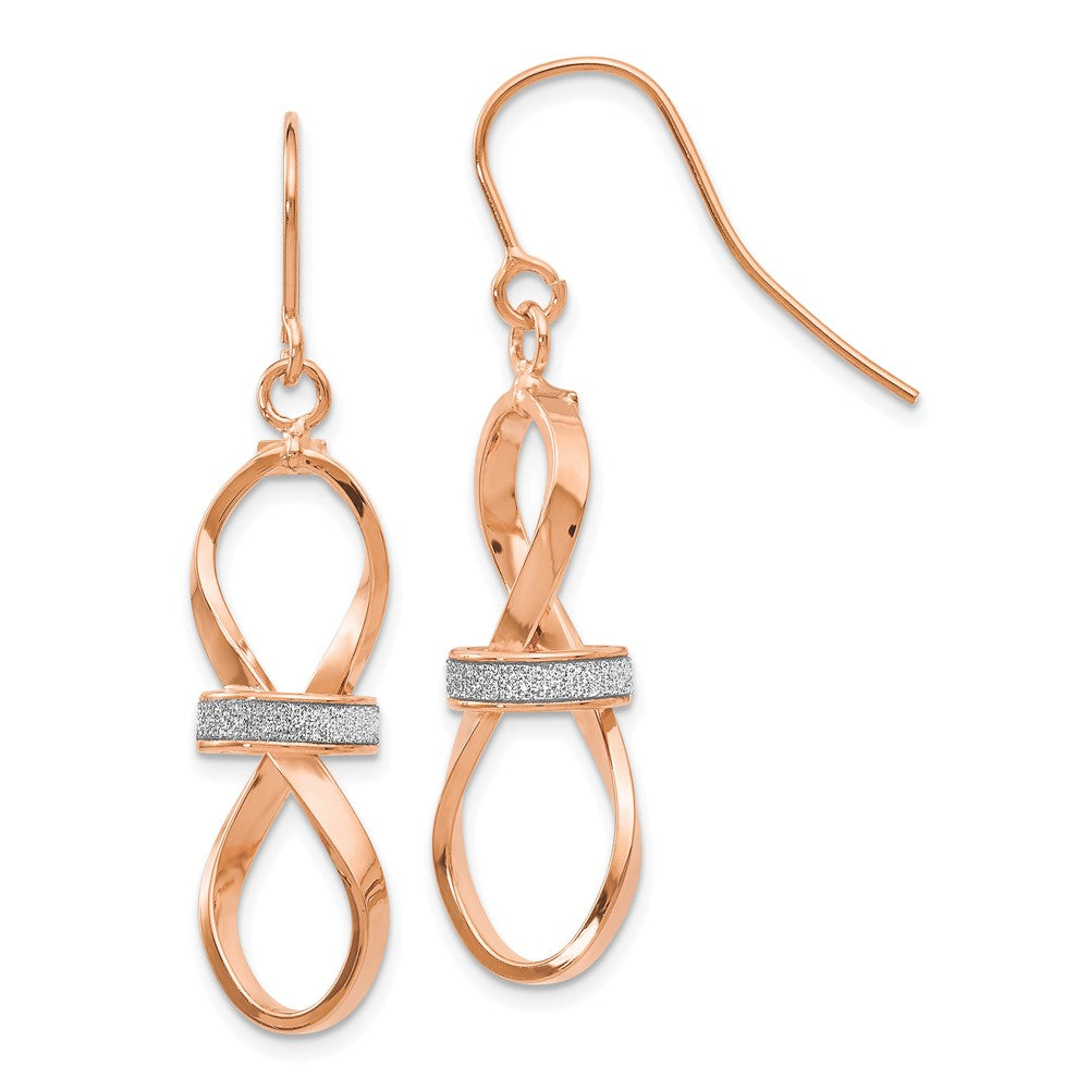 Leslie's 14K Rose Gold Polished Glimmer Infused Dangle EarringsLE1132