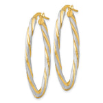 Load image into Gallery viewer, Leslie's 14K & White Rhod. Polished & Satin Twisted Oval Hoop EarringsLE1404