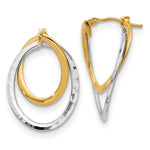 Load image into Gallery viewer, Leslie's 14K & White Rhodium Polished Fancy Hoop EarringsLE1552