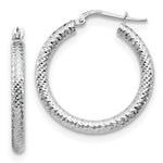 Load image into Gallery viewer, Leslie's 14K 3x20 White Gold D/C Round Hoop EarringsLE1732W