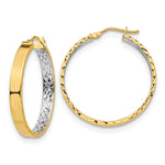 Load image into Gallery viewer, Leslie's 14K & White Rhodium Polished & D/C Hoop EarringsLE1800