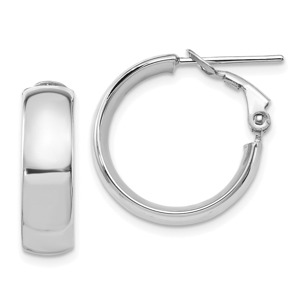 Leslie's 14K White 6mm High Polished Omega Back Hoop EarringsLE1889W