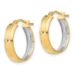Load image into Gallery viewer, Leslie's 14k & Rhodium Textured Polished Hoop EarringsLE1960