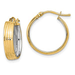 Load image into Gallery viewer, Leslie's 14k & Rhodium Textured Polished Hoop EarringsLE1960