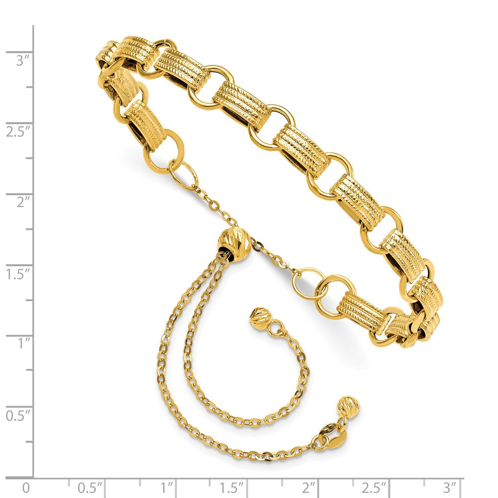 Leslie's 14K Polished & Textured Fancy Adj. BraceletLF1005