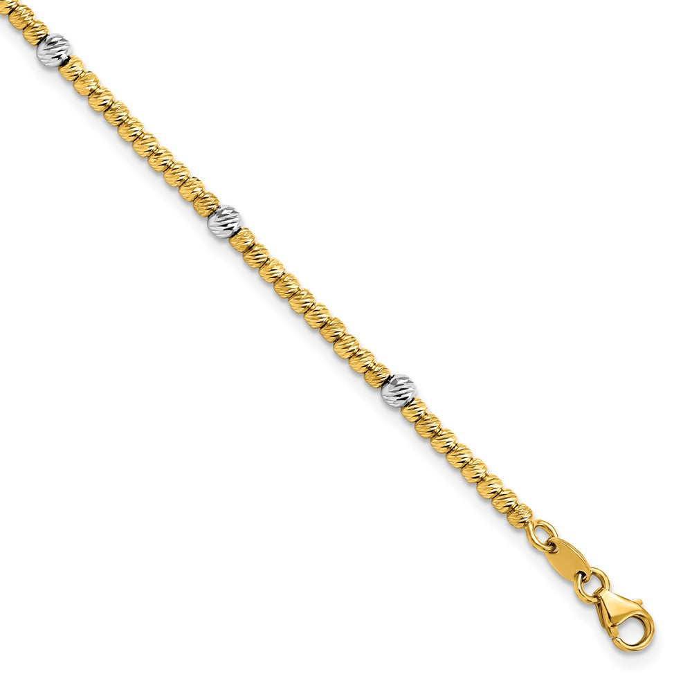 Leslie's 14K Two-tone Polished D/C Beaded BraceletLF1079-7.5