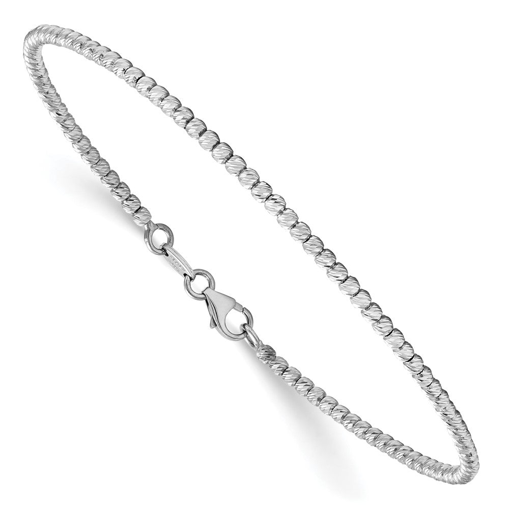 Leslie's 14K White Gold Polished D/C Beaded BraceletLF1081