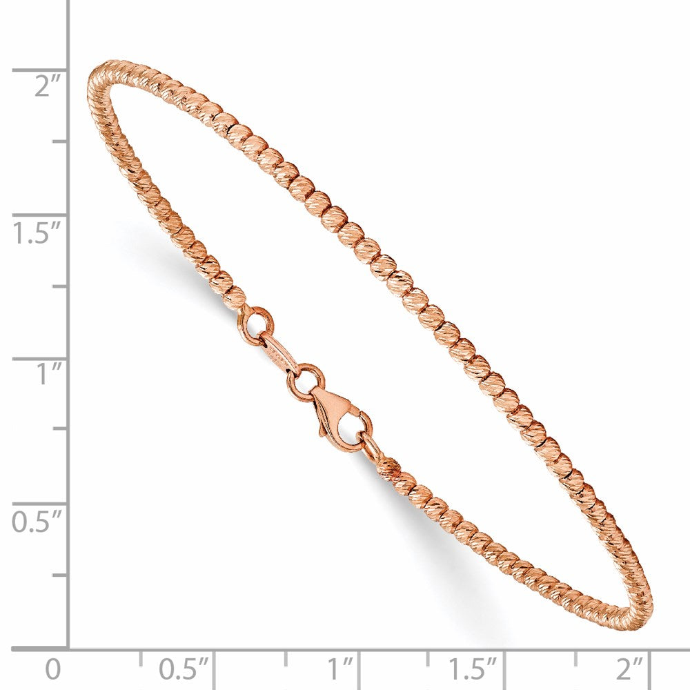 Leslie's 14K Rose Gold Polished D/C Beaded BraceletLF1082