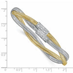 Load image into Gallery viewer, Leslie's 14K & White Rhodium CZ Polished Mesh Stretch BraceletLF1125
