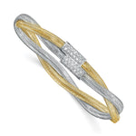 Load image into Gallery viewer, Leslie's 14K & White Rhodium CZ Polished Mesh Stretch BraceletLF1125