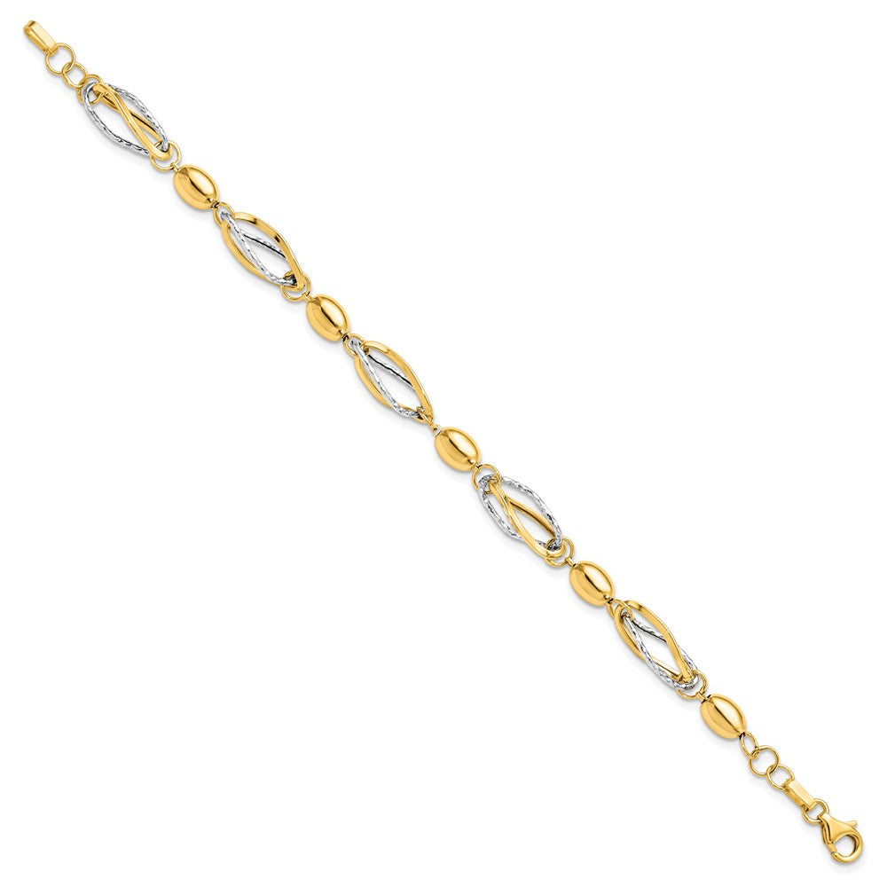 Leslie's 14K Two-tone Polished and D/C BraceletLF116-7