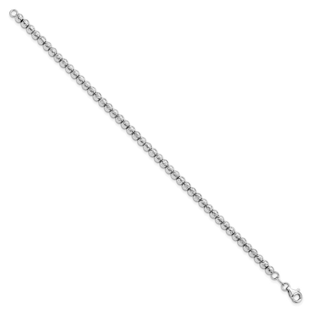 Leslie's 14K White Gold D/C Beaded BraceletLF120-7.25