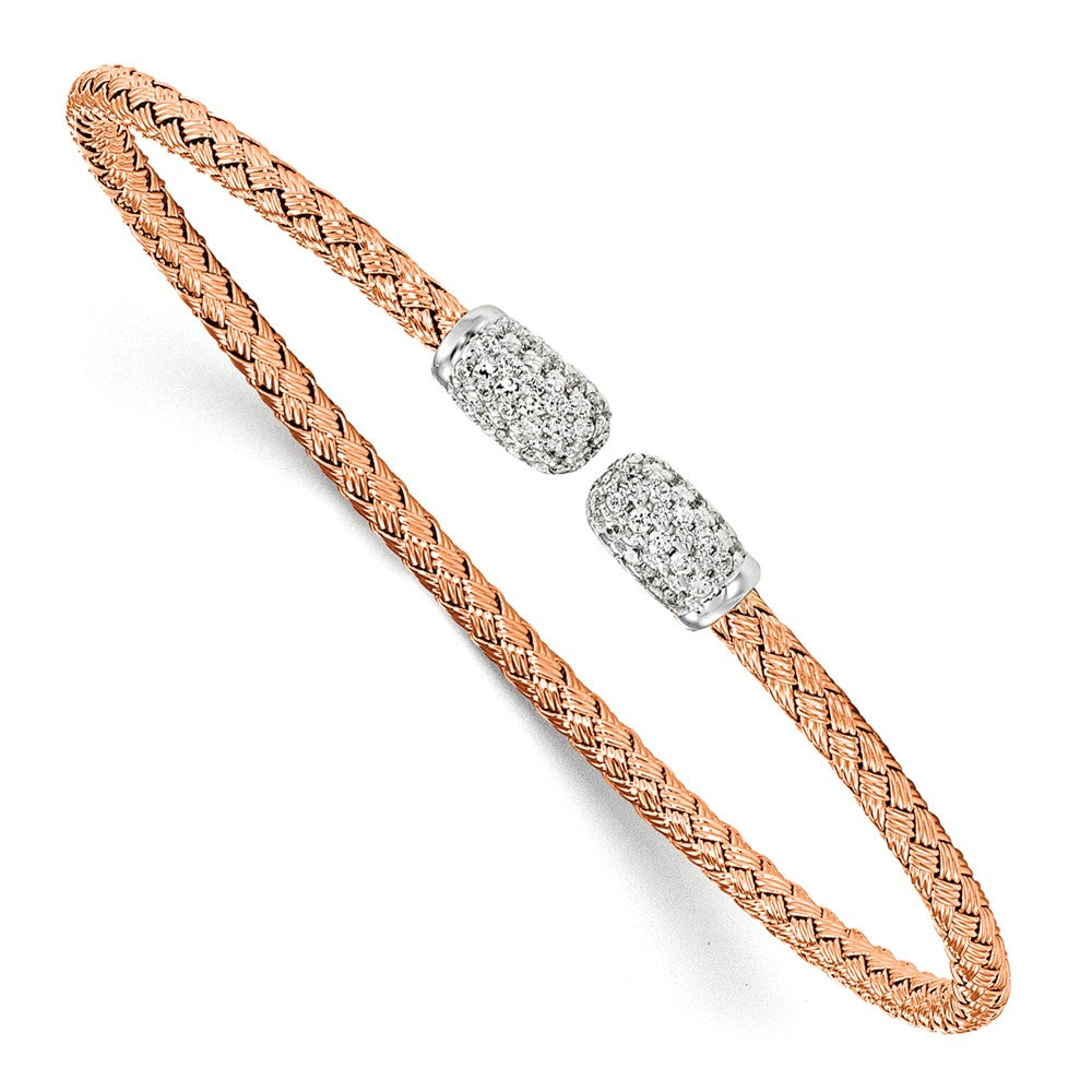 Leslie's Sterling Silver Rose-tone CZ Woven CuffQLF829