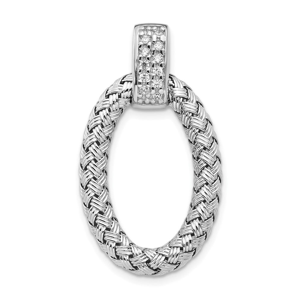 Leslie's Sterling Silver Polished with CZ Braided Oval PendantQLF863
