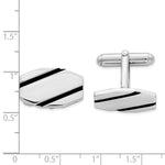 Load image into Gallery viewer, Sterling Silver Rhodium-plated and Black Enamel CufflinksQQ460