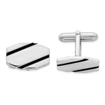 Load image into Gallery viewer, Sterling Silver Rhodium-plated and Black Enamel CufflinksQQ460