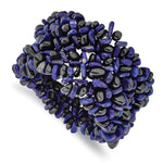 Load image into Gallery viewer, Lapis Lazuli and Black Tourmaline Wide Stretch BraceletSRB2151