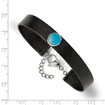 Load image into Gallery viewer, Stainless Steel Polished Leather w/Imit. Turquoise w/1.25in ext. BraceletSRB2534-7