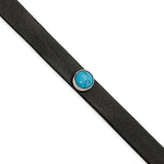 Load image into Gallery viewer, Stainless Steel Polished Leather w/Imit. Turquoise w/1.25in ext. BraceletSRB2534-7
