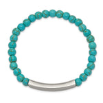 Load image into Gallery viewer, Stainless Steel Polished Reconstructed Turquoise Stretch ID BraceletSRB2545