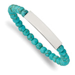 Load image into Gallery viewer, Stainless Steel Polished Reconstructed Turquoise Stretch ID BraceletSRB2545