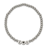 Load image into Gallery viewer, Stainless Steel Antiqued and Polished I HEART U Stretch BraceletSRB2546