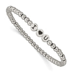 Load image into Gallery viewer, Stainless Steel Antiqued and Polished I HEART U Stretch BraceletSRB2546