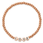 Load image into Gallery viewer, Stainless Steel Antiqued and Polished Rose IP LOVE Stretch BraceletSRB2548