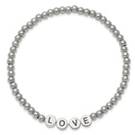 Load image into Gallery viewer, Stainless Steel Antiqued and Polished LOVE Stretch BraceletSRB2549