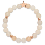 Load image into Gallery viewer, Stainless Steel Polished Rose IP Star White/Pink Aventurine Stretch BraceleSRB2553
