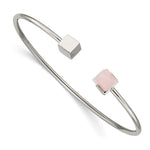 Load image into Gallery viewer, Stainless Steel Polished with Rose Quartz Flexible BangleSRB2576