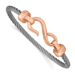Load image into Gallery viewer, Stainless Steel Polished Rose IP-plated Hook Flexible BangleSRB2577