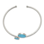 Load image into Gallery viewer, Stainless Steel Polished with Reconstructed Turquoise Flexible BangleSRB2578