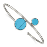 Load image into Gallery viewer, Stainless Steel Polished with Reconstructed Turquoise Flexible BangleSRB2578