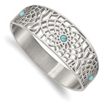 Load image into Gallery viewer, Stainless Steel Polished with Reconstructed Turquoise Hinged BangleSRB2581