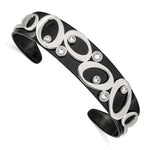 Load image into Gallery viewer, Stainless Steel Polished Black IP w/Swarovski Crystal 15.00mm BangleSRB2590