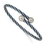 Load image into Gallery viewer, Stainless Steel Polished Blue IP-plated 3.00mm Flexible BangleSRB2597