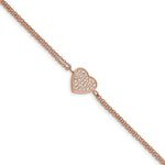 Load image into Gallery viewer, Stainless Steel Polished Rose IP with CZ Heart 6.25in w/2in ext. BraceletSRB2615-6.25