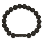 Load image into Gallery viewer, Stainless Steel Brushed Black-plated Medical ID Lava Stone Stretch BraceletSRB2620