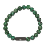 Load image into Gallery viewer, Stainless Steel Brushed Black IP Medical Dyed Green Bead Stretch BraceletSRB2623