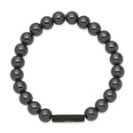 Load image into Gallery viewer, Stainless Steel Brushed Black-plated Medical ID Hematite Bead Stretch BraceSRB2626