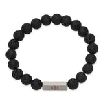 Load image into Gallery viewer, Stainless Steel Brushed Medical ID Lava Stone Stretch BraceletSRB2630