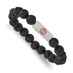 Load image into Gallery viewer, Stainless Steel Brushed Medical ID Lava Stone Stretch BraceletSRB2630