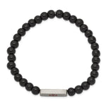 Load image into Gallery viewer, Stainless Steel Brushed Medical ID Plate Onyx Bead Stretch BraceletSRB2633