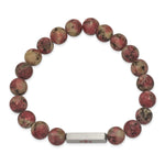 Load image into Gallery viewer, Stainless Steel Brushed Medical ID Rhodochrosite Bead Stretch BraceletSRB2634