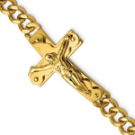 Load image into Gallery viewer, Stainless Steel Polished Yellow IP-plated Crucifix 8.25in BraceletSRB2658-8.25