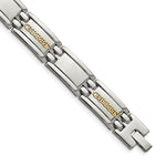Load image into Gallery viewer, Stainless Steel w/14k Accent Polished 8.75in Link BraceletSRB2662-8.75