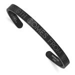 Load image into Gallery viewer, Stainless Steel Brushed Black IP-plated STRENGTH COMES. 6mm Cuff BangleSRB2686