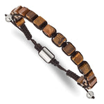 Load image into Gallery viewer, Stainless Steel Polished with Tiger's Eye Macrame Adjustable BraceletSRB2705