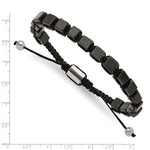 Load image into Gallery viewer, Stainless Steel Polished with Black Agate Macrame Adjustable BraceletSRB2706